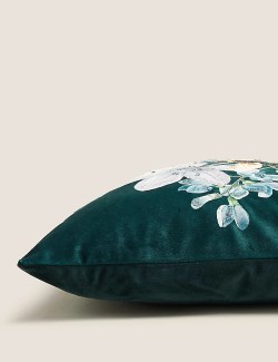 Velvet Embroidered Peacock Cushion