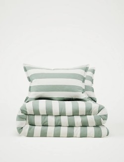 Linen Blend Striped Bedding Set