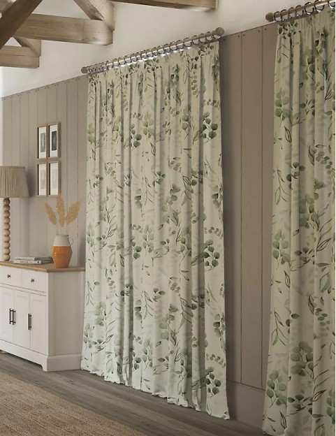 Pure Cotton Watercolour Pencil Pleat Curtains