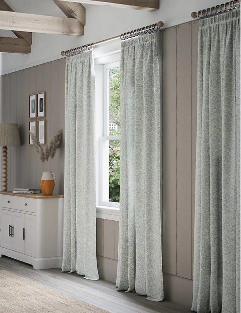 Leaf Jacquard Pencil Pleat Curtains