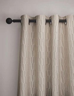 Pure Cotton Geometric Eyelet Curtains