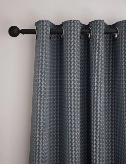 Velvet Geometric Eyelet Curtains